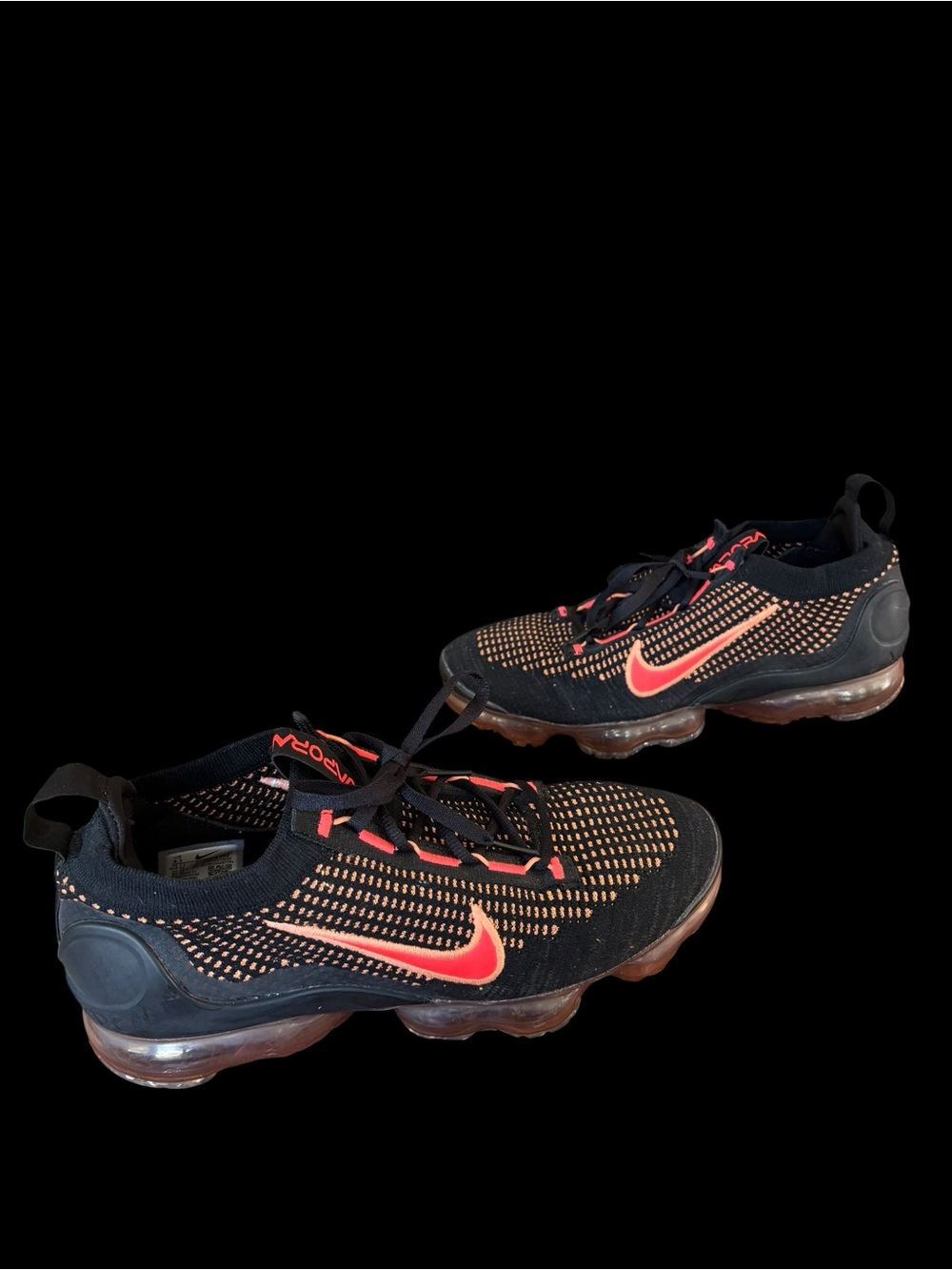 Nike Air Vapormax 2021 Flyknit Sneakers Mens Size 8.5 Orange Black DQ3974 002